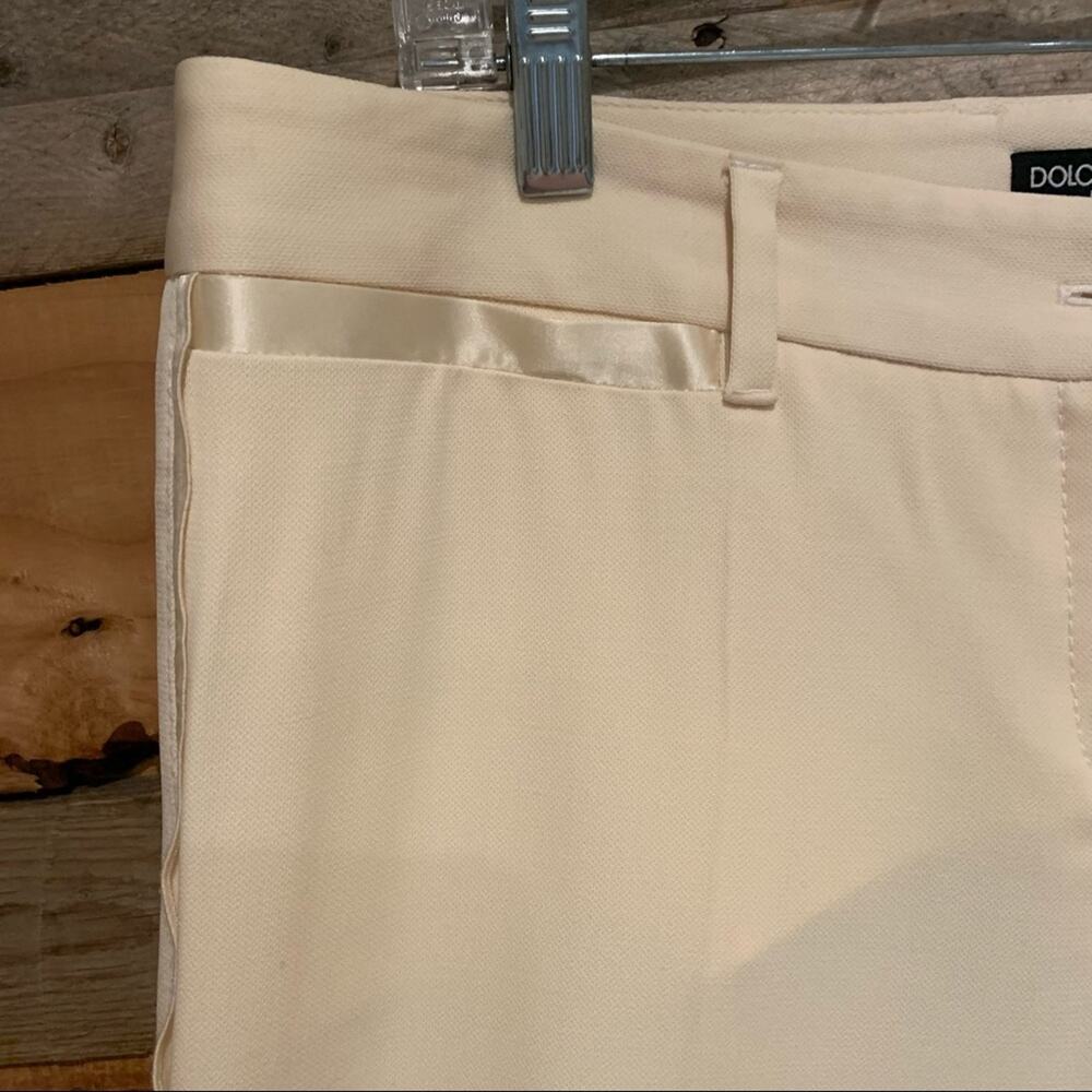 Dolce & Gabanna Cream Satin Trim Tux Stripe Wide Leg Trousers Wool/Silk Size 46‎ - Picture 3 of 14